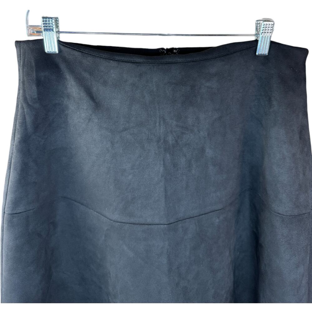 Anne Klein Womens Faux Suede Flared Skirt Black Size 8 NWT Knee Length - Picture 6 of 12